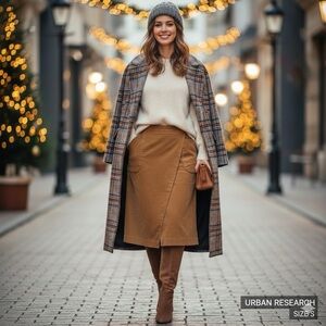 Urban Research Corduroy Midi Skirt | Tan Brown | Size S (JP 38)